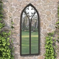 FIMEI Miroir De Jardin Noir 100x45 Cm Fer Pour Utilisation Extérieure