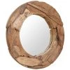 FIMEI Miroir Décoratif Teck 80 Cm Rond -Miroir Soldes Boutique 61384217 1