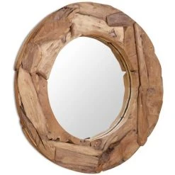 FIMEI Miroir Décoratif Teck 80 Cm Rond -Miroir Soldes Boutique 61384217 4