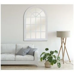 OZAIA Miroir Fenêtre En Bois De Paulownia MONTESQUIEU - L.80 X H.120 Cm - Blanc Effet Vieilli - Blanc -Miroir Soldes Boutique 61445246 3