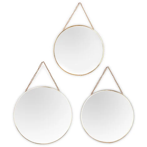 MIRRORS AND MORE Gloria - Set De 3 Miroirs Ronds - Or - 35x35cm - Or 3 MIRRORS AND MORE Gloria - Set De 3 Miroirs Ronds - Or - 35x35cm - Or