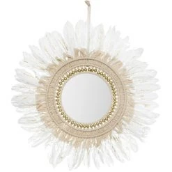 Miroir Or Plume Blanc D 50 Cm - Feeric Christmas - Blancor