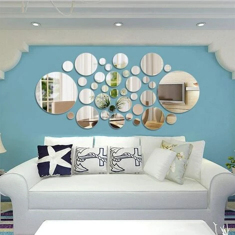 ENLENK 36 Feuilles Miroir Décoratif Moderne En Acrylique, Miroir Autocollant Décoratifs Stickers Muraux Ronds Au Design Moderne Miroir Mural Pour Salon Et Chambre Decoration, 6 Tailles 7 ENLENK 36 Feuilles Miroir Décoratif Moderne En Acrylique, Miroir Autocollant Décoratifs Stickers Muraux Ronds Au Design Moderne Miroir Mural Pour Salon Et Chambre Decoration, 6 Tailles – Image 5