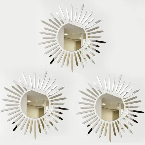 ENLENK 3 Pièces Miroir Mural, Miroir Décoratif, Miroir Autocollant Mural, Décoration Petit Murale Miroir, Pour Salon, Chambre à Coucher Et Salle De Bain, Décoration Murale, Argentée 3 ENLENK 3 Pièces Miroir Mural, Miroir Décoratif, Miroir Autocollant Mural, Décoration Petit Murale Miroir, Pour Salon, Chambre à Coucher Et Salle De Bain, Décoration Murale, Argentée