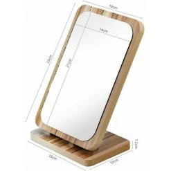 CLEGGFR Miroir De Maquillage En Bois Miroir De Table En Bois Miroir De Bureau Portable Miroir Cosmétique Avec Cadre En Bois（Rectangle）,LO-Ron -Miroir Soldes Boutique 63527669 2