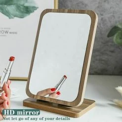 CLEGGFR Miroir De Maquillage En Bois Miroir De Table En Bois Miroir De Bureau Portable Miroir Cosmétique Avec Cadre En Bois（Rectangle）,LO-Ron -Miroir Soldes Boutique 63527669 4