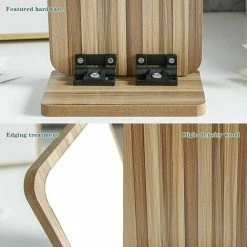 CLEGGFR Miroir De Maquillage En Bois Miroir De Table En Bois Miroir De Bureau Portable Miroir Cosmétique Avec Cadre En Bois（Rectangle）,LO-Ron -Miroir Soldes Boutique 63527669 5