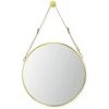 EINFEBEN Miroir Rond Miroir Mural Miroir Suspendu 50cm Miroir Décoratif Avec Bande De Cuir Réglable - GOLD -Miroir Soldes Boutique 63579598 1