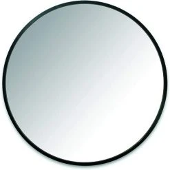PERLE RARE Miroir Mural Rond Avec Cadre En Caoutchouc Pour Salon, Salle De Bain, Chambre, Entrée Et Bien Plus Encore, Noir, 61cm