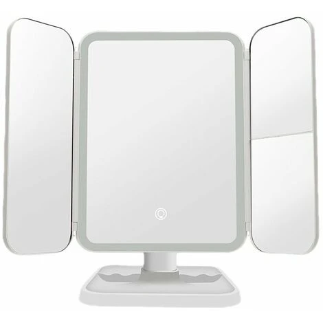 PERLE RARE Miroir Lumineux De Maquillage Tri-Pli Avec 52 LED Grossissant 2X / 3XRotation Réglable 180°Ultra-Léger Ultra-Mince Eclairé - Blanc 3 PERLE RARE Miroir Lumineux De Maquillage Tri-Pli Avec 52 LED Grossissant 2X / 3XRotation Réglable 180°Ultra-Léger Ultra-Mince Eclairé - Blanc