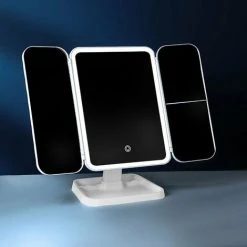 PERLE RARE Miroir Lumineux De Maquillage Tri-Pli Avec 52 LED Grossissant 2X / 3XRotation Réglable 180°Ultra-Léger Ultra-Mince Eclairé - Blanc 10 PERLE RARE Miroir Lumineux De Maquillage Tri-Pli Avec 52 LED Grossissant 2X / 3XRotation Réglable 180°Ultra-Léger Ultra-Mince Eclairé - Blanc -Miroir Soldes Boutique 63733216 4