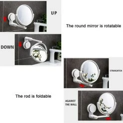 PERLE RARE Miroir Mural à Ventouse Pour Salle De Bain, Maquillage, Miroir à Suspendre, Miroir Double Face Grossissant à 360° 9 PERLE RARE Miroir Mural à Ventouse Pour Salle De Bain, Maquillage, Miroir à Suspendre, Miroir Double Face Grossissant à 360° -Miroir Soldes Boutique 63733245 3