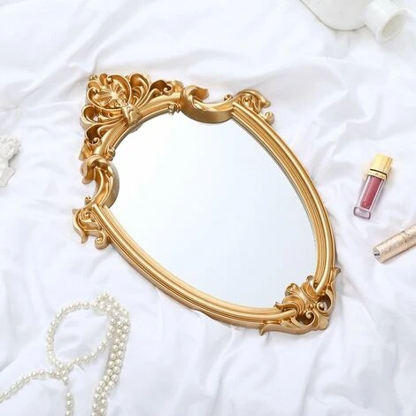 PERLE RARE Miroir Mural Décoratif Vintage En Forme De Bouclier Doré 29 X 42 CM (Moyen). 6 PERLE RARE Miroir Mural Décoratif Vintage En Forme De Bouclier Doré 29 X 42 CM (Moyen). – Image 4