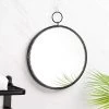 PERLE RARE Cadre En Métal Mur Rond Miroir Suspendu Décoratif Miroir Maquillage Miroir Vanité Miroir Pour Salle De Bain Salon Chambre (Noir)