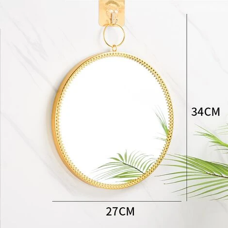 PERLE RARE Cadre En Métal Mur Rond Miroir Suspendu Décoratif Miroir Maquillage Miroir Vanité Miroir Pour Salle De Bain Salon Chambre (Or) 4 PERLE RARE Cadre En Métal Mur Rond Miroir Suspendu Décoratif Miroir Maquillage Miroir Vanité Miroir Pour Salle De Bain Salon Chambre (Or) – Image 2