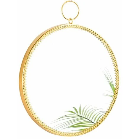 PERLE RARE Cadre En Métal Mur Rond Miroir Suspendu Décoratif Miroir Maquillage Miroir Vanité Miroir Pour Salle De Bain Salon Chambre (Or) 7 PERLE RARE Cadre En Métal Mur Rond Miroir Suspendu Décoratif Miroir Maquillage Miroir Vanité Miroir Pour Salle De Bain Salon Chambre (Or) – Image 5