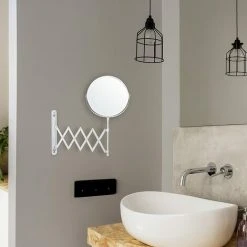 PERLE RARE Miroir Grossissant Mural Extensible Et Pivotant à 360° - Grossissement X3-22 X 21,7 Cm - Mirroir Murales Salle De Bain Double Face En Acier Inoxydable -Miroir Soldes Boutique 63733485 5