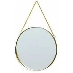 PERLE RARE Miroir Suspendu Rond Avec Sangles, Moderne, Couloir, Salle De Bain Et WC D'invités, Diamètre : 40 Cm