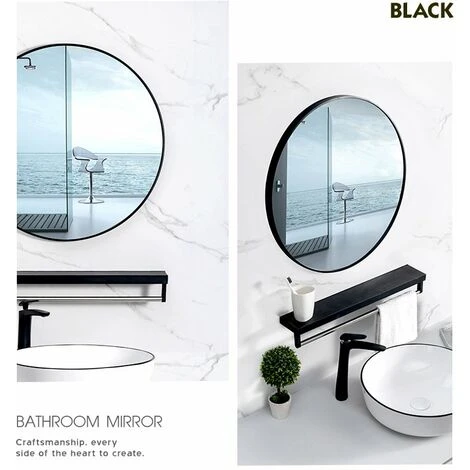 PERLE RARE Miroir Mural Oval Avec Cadre En Caoutchouc Pour Salon, Salle De Bain, Chambre, Entrée Et Bien Plus Encore, Noir, 40x40cm 5 PERLE RARE Miroir Mural Oval Avec Cadre En Caoutchouc Pour Salon, Salle De Bain, Chambre, Entrée Et Bien Plus Encore, Noir, 40x40cm – Image 3
