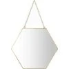 PERLE RARE Miroir Suspendu, 15 X 30 Cm Hexagone Miroir De Maquillage Pour Salle De Bain, Cadre En Laiton Avec Chaîne Suspendue [taille Moyenne] -Miroir Soldes Boutique 63733604 1
