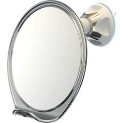 PERLE RARE Miroir De Rasage, Miroir De Douche Avec Support De Rasoir Pour Le Rasage Avec Ventouse Puissante – Miroir Incassable Anti-buée Pour La Douche (chromé)