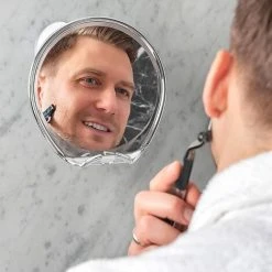 PERLE RARE Miroir De Rasage, Miroir De Douche Avec Support De Rasoir Pour Le Rasage Avec Ventouse Puissante – Miroir Incassable Anti-buée Pour La Douche (chromé) -Miroir Soldes Boutique 63733797 3