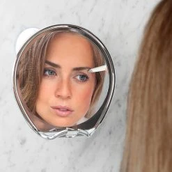 PERLE RARE Miroir De Rasage, Miroir De Douche Avec Support De Rasoir Pour Le Rasage Avec Ventouse Puissante – Miroir Incassable Anti-buée Pour La Douche (chromé) -Miroir Soldes Boutique 63733797 4