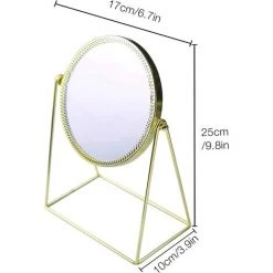 PERLE RARE Miroir Maquillage Simple Face Miroir De Table En Métal Miroir Vintage 360 Degrés De Rotation Miroir Rond Miroir Rotatif Idéal Pour Salle - Or Champagne -Miroir Soldes Boutique 63734008 4