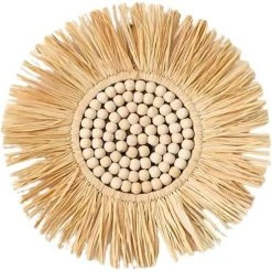 PERLE RARE Miroir Avec Corde De Suspension Pour Murs, Miroir à Suspendre En Paille Marocaine Perles En Bois Acrylique Ornement Pour Appartement, Salon, Chambre à Coucher, Dortoir, Entrée 4
