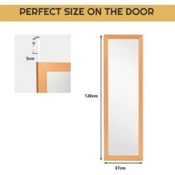 GIANTEX Miroir Mural Rectangulaire, Grand Miroir Suspendu, Miroir Porte Elégant Avec 2 Crochets, Pour Chambre, Salon, Salle De Bain 120 X 37 Cm (Doré) -Miroir Soldes Boutique 63738154 4