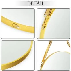 Randaco Miroir Rond Miroir D'entrée 50cm Miroir Mural Avec Sangle - Miroir De Salle De Bain Design - GOLD -Miroir Soldes Boutique 63762129 5