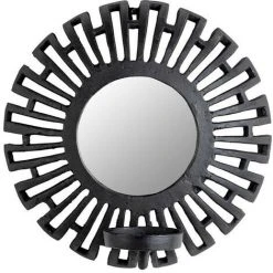 BOITE A DESIGN Porte Bougie Et Miroir Style Aztèque - Boite à Design - Noir