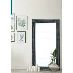 BOITE A DESIGN Miroir Noir Rectangulaire Elena à Frise Décorative - Noir -Miroir Soldes Boutique 63788646 2