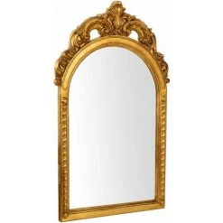 BISCOTTINI MIROIR MURAL EN BOIS AVEC FINITION FEUILLE D'OR ANTIQUE FABRIQUÉ EN ITALIE