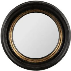 COTE TABLE Miroir Rond Noir Doré Auréole 33cm - Noir Et Doré