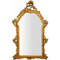 BISCOTTINI MIROIR MURAL EN BOIS AVEC FINITION FEUILLE D'OR ANTIQUE FABRIQUÉ EN ITALIE