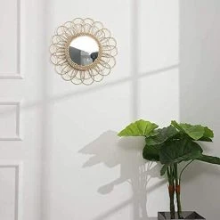 LITZEE Rotin Miroir Suspendu - Boho Miroir Decoration Murale - Miroir Pour Appartement, Salon, Chambre à Coucher, Décoration De La Maison Moderne -Miroir Soldes Boutique 63867226 3