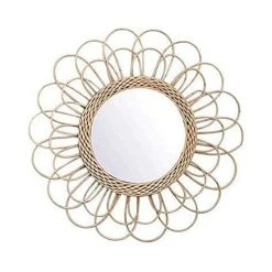 LITZEE Rotin Miroir Suspendu - Boho Miroir Decoration Murale - Miroir Pour Appartement, Salon, Chambre à Coucher, Décoration De La Maison Moderne -Miroir Soldes Boutique 63867226 5