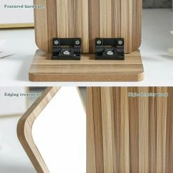 DECKON Miroir De Maquillage En Bois Miroir De Table En Bois Miroir De Bureau Portable Miroir Cosmétique Avec Cadre En Bois（Rectangle） -Miroir Soldes Boutique 64077972 5