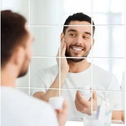 SLI-RES Miroir Autocollant Miroir Adhésif Décoratif Miroir Carrés Argenté Amovible Décorative 15*15cm Decal Home Room Decoration DIY For Living Room Porch 9Pcs，Lilaris -Miroir Soldes Boutique 64086426 5