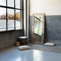 Mur HANNUN Altant Et Corps Entier, Bois Récupéré, Style Rustique - 195 X 80 Cm -Miroir Soldes Boutique 64116757 3