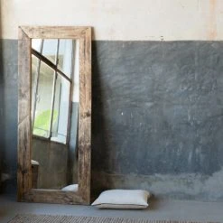 Mur HANNUN Altant Et Corps Entier, Bois Récupéré, Style Rustique - 195 X 80 Cm -Miroir Soldes Boutique 64116757 4