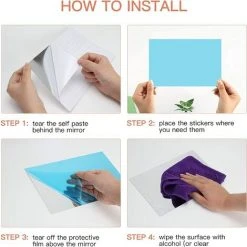 ARC-EN-CIéL 10Pcs Miroir Autocollant Miroir Adhésif Décoratif Miroir Carrés Argenté Amovible Mosaïque Décorative Auto-Adhésifs Salle De Bain Salon Chambre 15cm(6 Pouces)×25cm(9.8 Pouces) 10pcs Arcenciél -Miroir Soldes Boutique 64126766 2