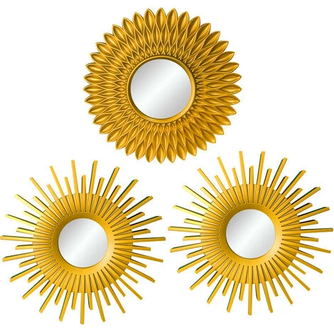 CARILLONSàVENT Miroir Murale 3 Pièces Miroir Rond Pour Decoration Murale Dans Maison, Salon Et Chambre | Miroir Soleil Accrocher Au Mur Original Cadeau Femme Et Maman | Miroir Doré Pour Décoration Carivent 3 CARILLONSàVENT Miroir Murale 3 Pièces Miroir Rond Pour Decoration Murale Dans Maison, Salon Et Chambre | Miroir Soleil Accrocher Au Mur Original Cadeau Femme Et Maman | Miroir Doré Pour Décoration Carivent