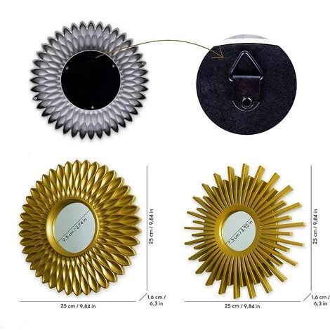 CARILLONSàVENT Miroir Murale 3 Pièces Miroir Rond Pour Decoration Murale Dans Maison, Salon Et Chambre | Miroir Soleil Accrocher Au Mur Original Cadeau Femme Et Maman | Miroir Doré Pour Décoration Carivent 5 CARILLONSàVENT Miroir Murale 3 Pièces Miroir Rond Pour Decoration Murale Dans Maison, Salon Et Chambre | Miroir Soleil Accrocher Au Mur Original Cadeau Femme Et Maman | Miroir Doré Pour Décoration Carivent – Image 3