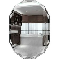 HAZEL Miroir Sans Cadre Hypoténuse En Forme De Diamant, Panneau De Verre à Dos Argenté De Qualité Supérieure, Suspendu Horizontalement Ou Verticalement