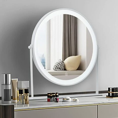 HAZEL LED Rond Miroir De Maquillage Pour Coiffeuse, Miroir De Table Lumineux Illumination Avec Commande Par Effleurement Et 3 Niveaux De Luminosité - Chargement USB/Pile AAA - 25.5CM 6 HAZEL LED Rond Miroir De Maquillage Pour Coiffeuse, Miroir De Table Lumineux Illumination Avec Commande Par Effleurement Et 3 Niveaux De Luminosité - Chargement USB/Pile AAA - 25.5CM – Image 4