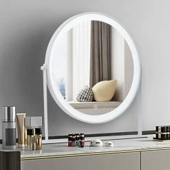 HAZEL LED Rond Miroir De Maquillage Pour Coiffeuse, Miroir De Table Lumineux Illumination Avec Commande Par Effleurement Et 3 Niveaux De Luminosité - Chargement USB/Pile AAA - 25.5CM 11 HAZEL LED Rond Miroir De Maquillage Pour Coiffeuse, Miroir De Table Lumineux Illumination Avec Commande Par Effleurement Et 3 Niveaux De Luminosité - Chargement USB/Pile AAA - 25.5CM -Miroir Soldes Boutique 64197226 5