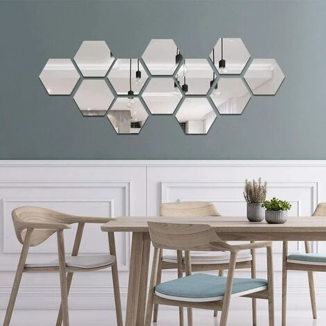 WAVE 12 Pièces Miroir Acrylique Adhésif Autocollant Mural Miroirs Muraux Stickers Salon Chambre Décor 18.4 Cm X 16 Cm (Hexagone, Argent) 3 WAVE 12 Pièces Miroir Acrylique Adhésif Autocollant Mural Miroirs Muraux Stickers Salon Chambre Décor 18.4 Cm X 16 Cm (Hexagone, Argent)