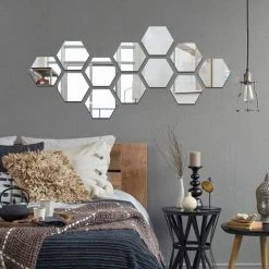 WAVE 12 Pièces Miroir Acrylique Adhésif Autocollant Mural Miroirs Muraux Stickers Salon Chambre Décor 18.4 Cm X 16 Cm (Hexagone, Argent) 9 WAVE 12 Pièces Miroir Acrylique Adhésif Autocollant Mural Miroirs Muraux Stickers Salon Chambre Décor 18.4 Cm X 16 Cm (Hexagone, Argent) -Miroir Soldes Boutique 64223153 3